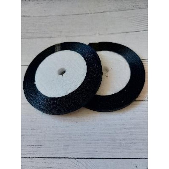 Лента атласная однотонная 0,6 см*25 ярдов цв. черный, цена за катушку